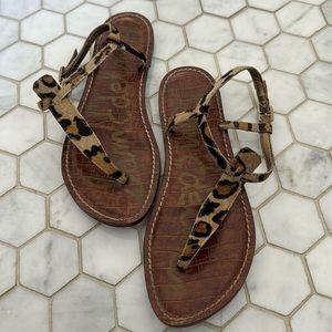 Sam Edelman Leather Leopard Gigi Thong Sandals
